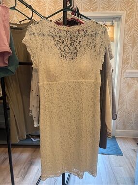 Ivory Lace Cap-Sleeve Sheath Dress